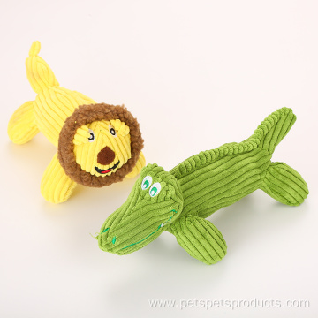 Corduroy plush loin and crocodile pet toy